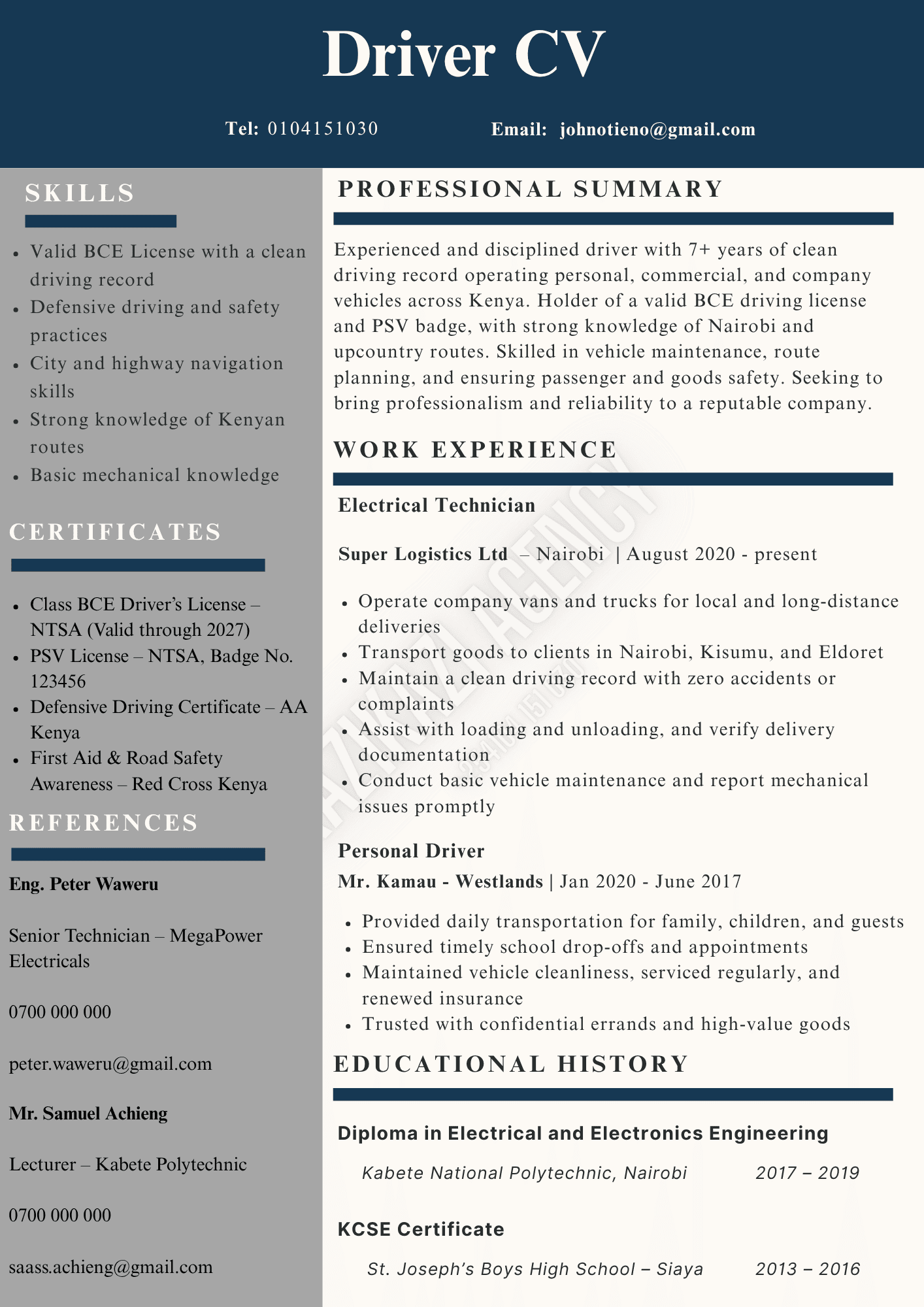 How to Write a CV for a Driver